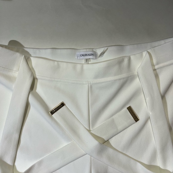 Calvin Klein Women Medium White Tie Belt Long Leg Pants - Picture 7 of 9